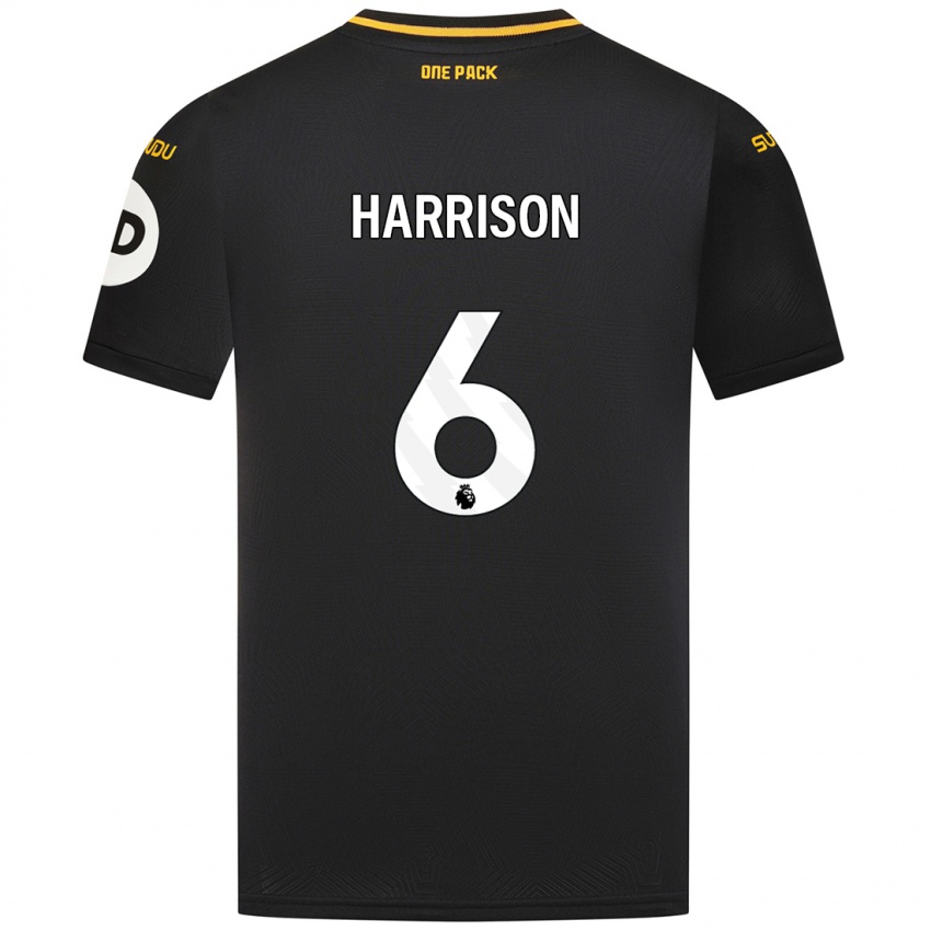 Herren Lexie Harrison #6 Schwarz Auswärtstrikot Trikot 2024/25 T-Shirt