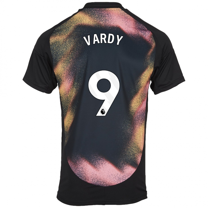 Herren Jamie Vardy #9 Schwarz Weiß Auswärtstrikot Trikot 2024/25 T-Shirt