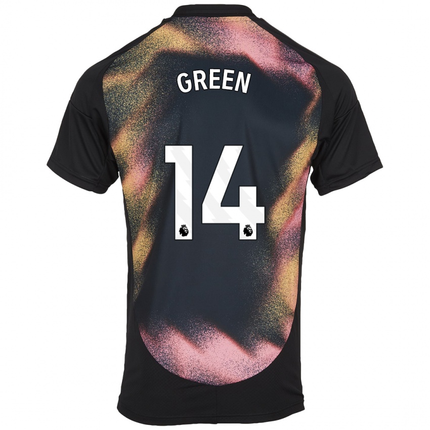 Herren Josie Green #14 Schwarz Weiß Auswärtstrikot Trikot 2024/25 T-Shirt