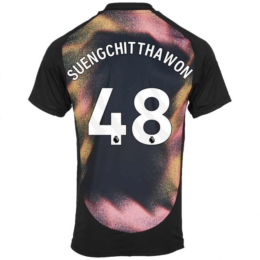 Herren Thanawat Suengchitthawon #48 Schwarz Weiß Auswärtstrikot Trikot 2024/25 T-Shirt