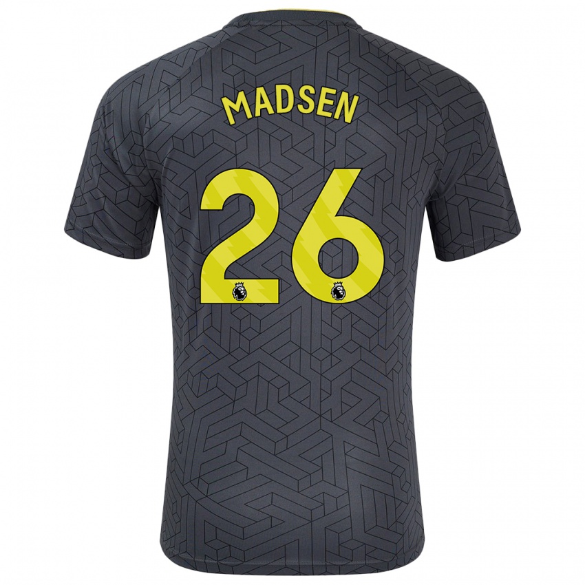 Herren Rikke Madsen #26 Schwarz Gelb Auswärtstrikot Trikot 2024/25 T-Shirt