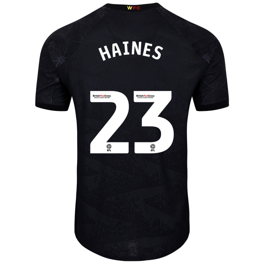 Herren Coral-Jade Haines #23 Schwarz Weiß Auswärtstrikot Trikot 2024/25 T-Shirt