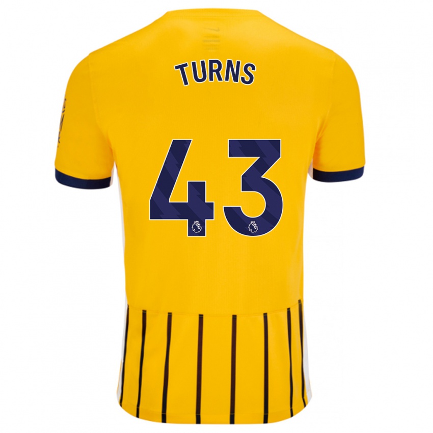 Herren Ed Turns #43 Gold Blau Nadelstreifen Auswärtstrikot Trikot 2024/25 T-Shirt