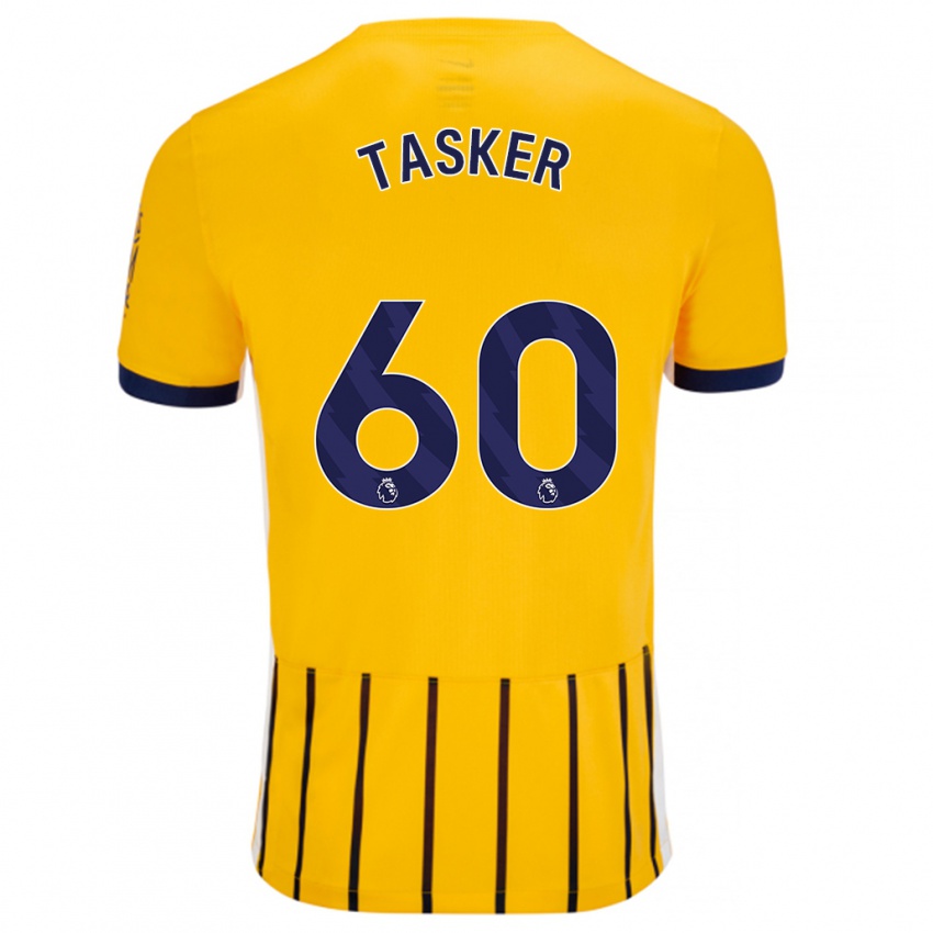 Herren Charlie Tasker #60 Gold Blau Nadelstreifen Auswärtstrikot Trikot 2024/25 T-Shirt