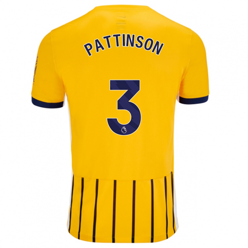 Herren Poppy Pattinson #3 Gold Blau Nadelstreifen Auswärtstrikot Trikot 2024/25 T-Shirt