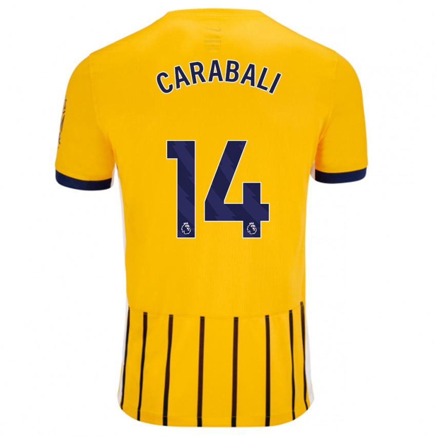 Herren Jorelyn Andrea Carabalí Martínez #14 Gold Blau Nadelstreifen Auswärtstrikot Trikot 2024/25 T-Shirt