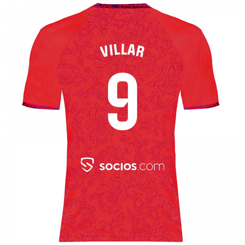 Herren Iker Villar #9 Rot Auswärtstrikot Trikot 2024/25 T-Shirt