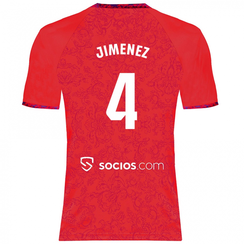 Herren Diego Jiménez #4 Rot Auswärtstrikot Trikot 2024/25 T-Shirt