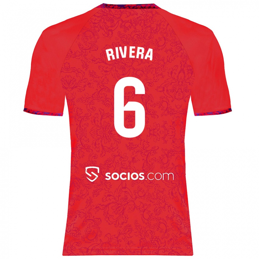 Herren Pablo Rivera #6 Rot Auswärtstrikot Trikot 2024/25 T-Shirt