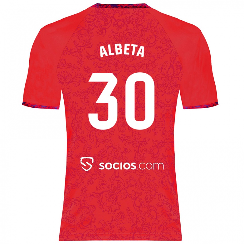 Herren Alba María López Montiel #30 Rot Auswärtstrikot Trikot 2024/25 T-Shirt