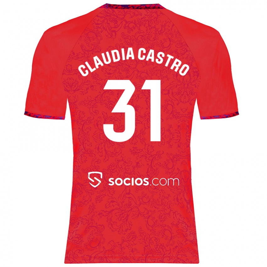 Herren Claudia Castro Romero #31 Rot Auswärtstrikot Trikot 2024/25 T-Shirt