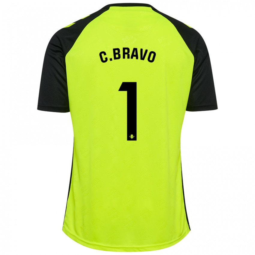 Herren Claudio Bravo #1 Fluoreszierendes Gelb Schwarz Auswärtstrikot Trikot 2024/25 T-Shirt