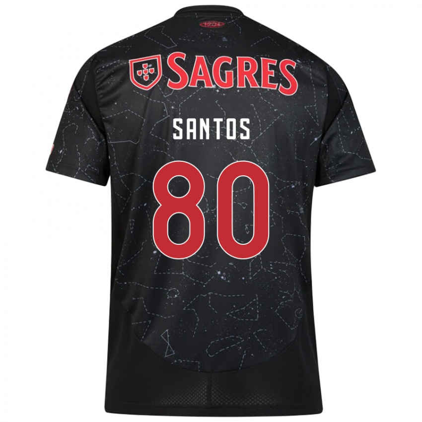 Herren Pedro Santos #80 Schwarz Rot Auswärtstrikot Trikot 2024/25 T-Shirt