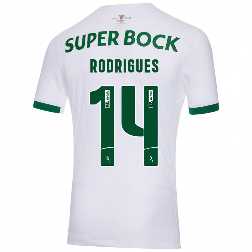 Herren Paulo Rodrigues #14 Weiß Grün Auswärtstrikot Trikot 2024/25 T-Shirt