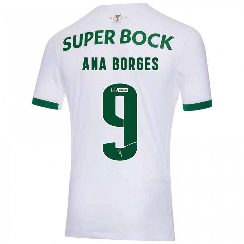 Herren Ana Catarina Marques Borges #9 Weiß Grün Auswärtstrikot Trikot 2024/25 T-Shirt