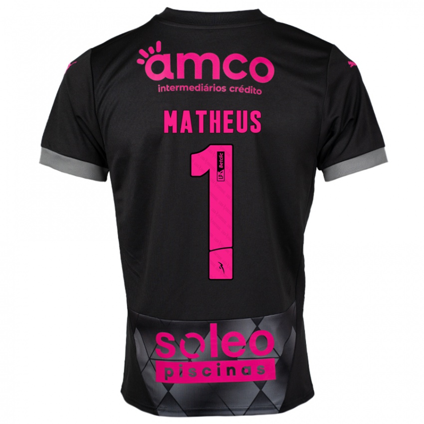 Herren Matheus #1 Schwarz Rosa Auswärtstrikot Trikot 2024/25 T-Shirt