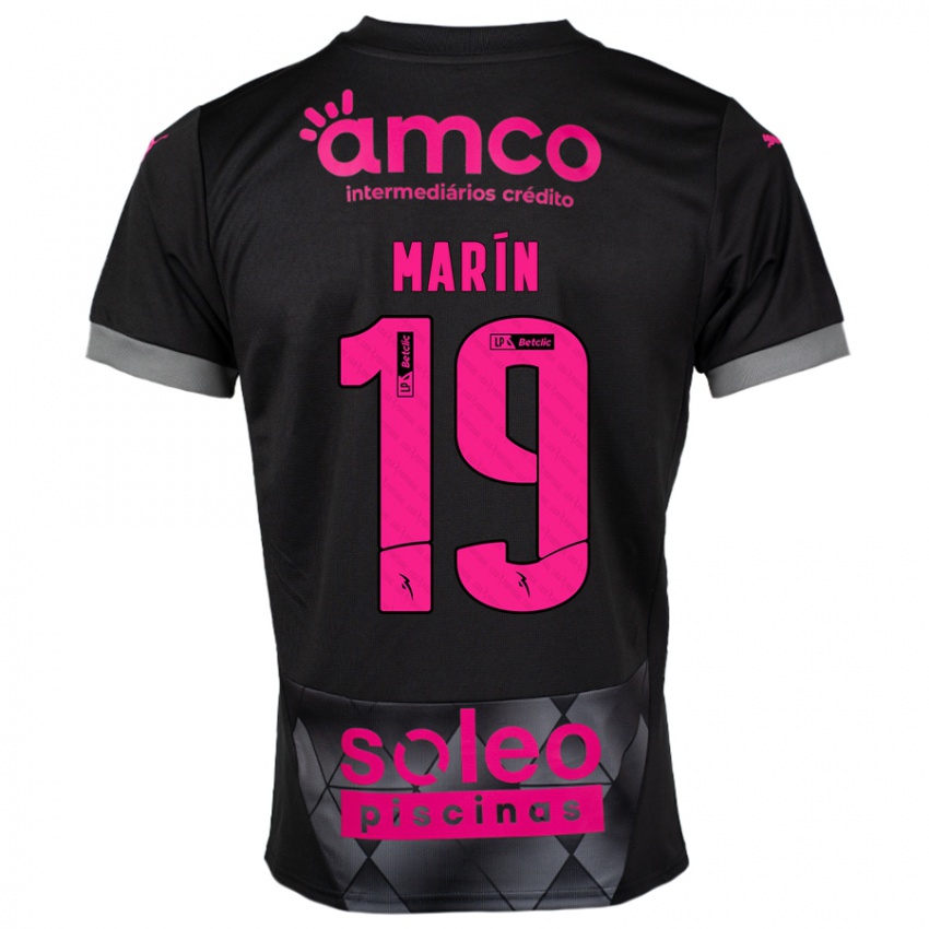 Herren Adrián Marín #19 Schwarz Rosa Auswärtstrikot Trikot 2024/25 T-Shirt