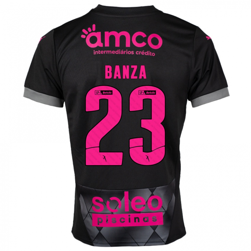 Herren Simon Banza #23 Schwarz Rosa Auswärtstrikot Trikot 2024/25 T-Shirt