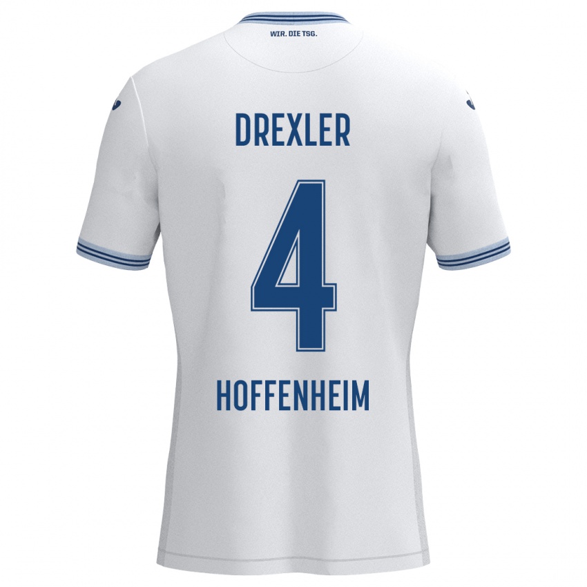 Herren Tim Drexler #4 Weiß Blau Auswärtstrikot Trikot 2024/25 T-Shirt