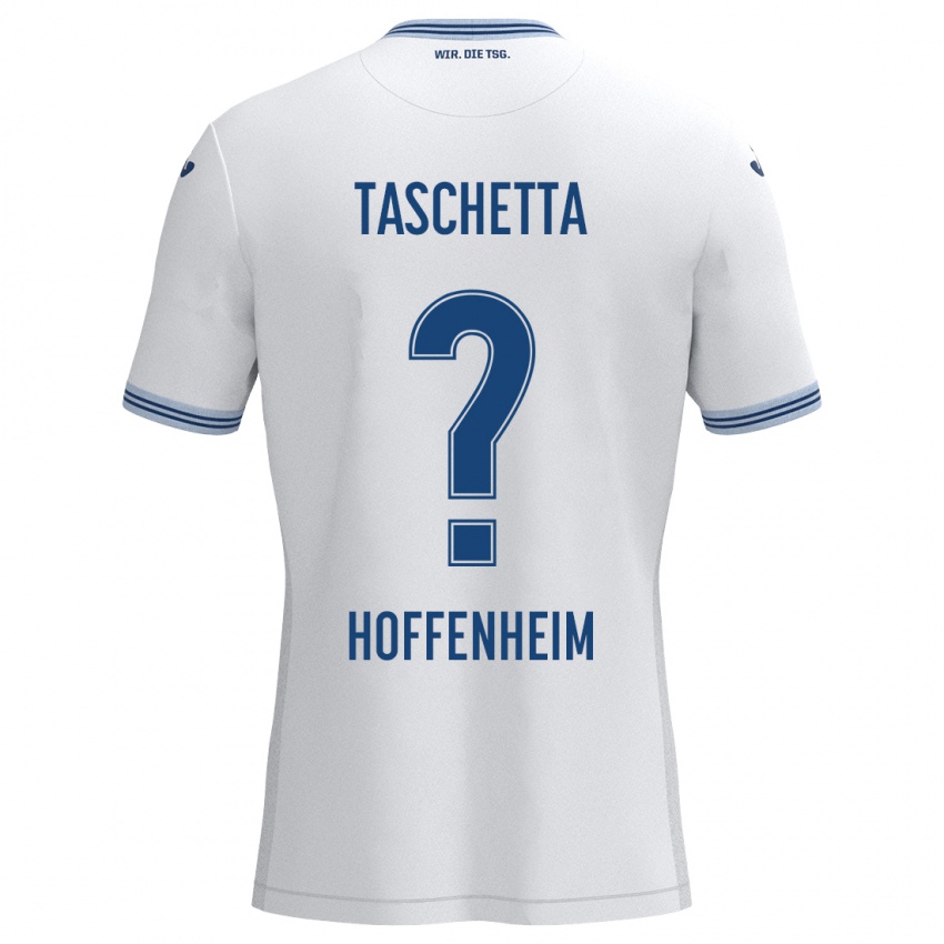 Herren Vincenzo Taschetta #0 Weiß Blau Auswärtstrikot Trikot 2024/25 T-Shirt