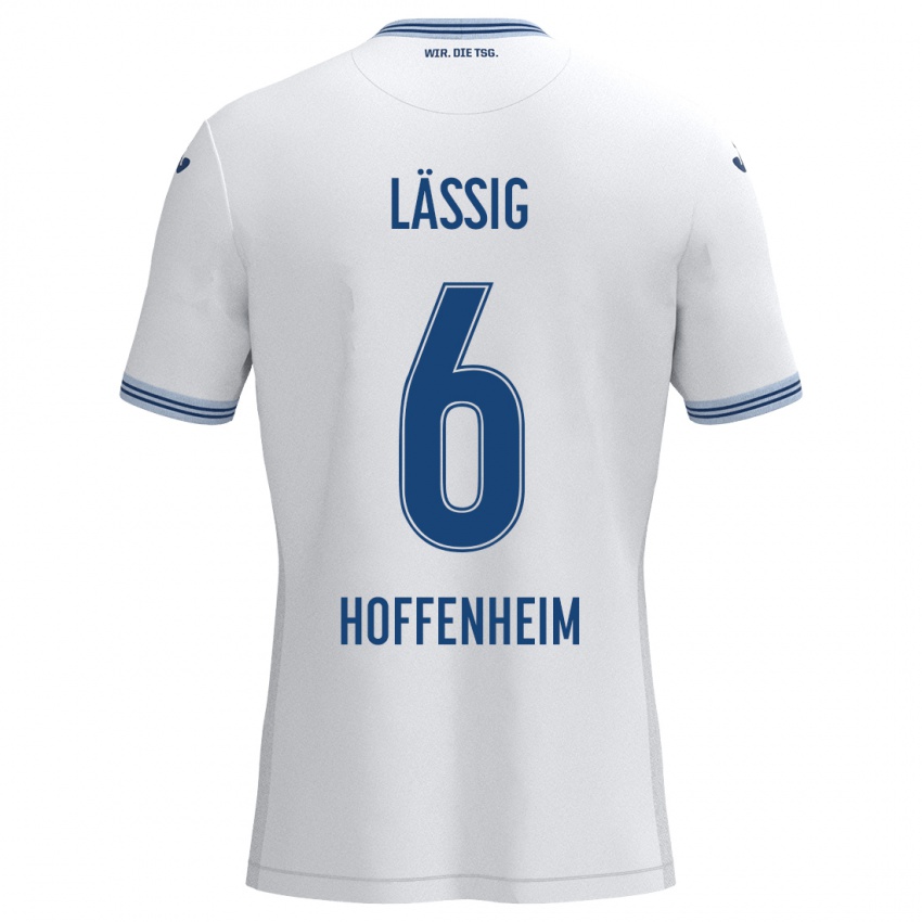 Herren Valentin Lässig #6 Weiß Blau Auswärtstrikot Trikot 2024/25 T-Shirt