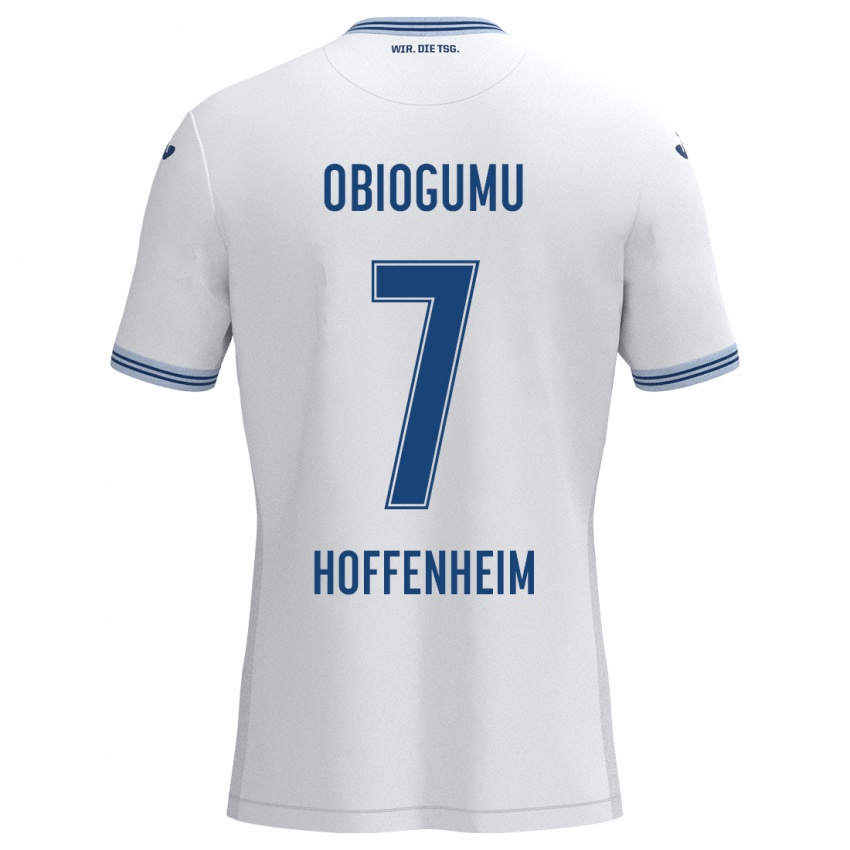 Herren Uche Obiogumu #7 Weiß Blau Auswärtstrikot Trikot 2024/25 T-Shirt