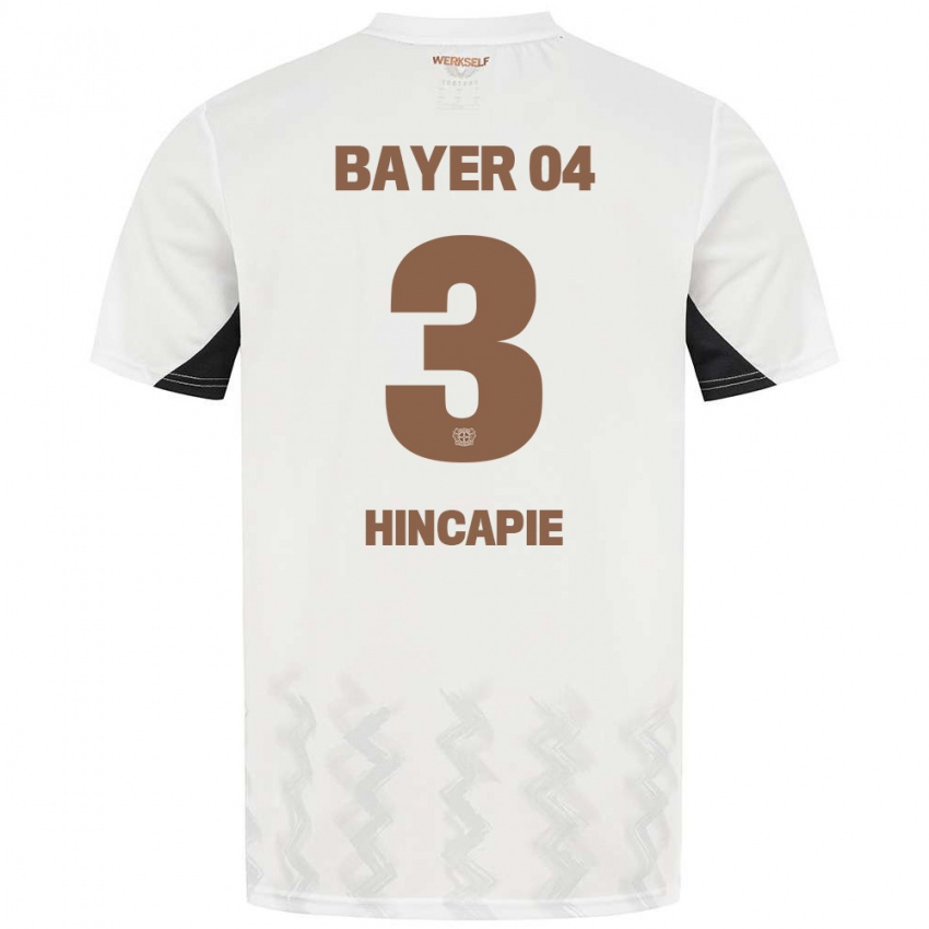 Herren Piero Hincapié #3 Weiß Schwarz Auswärtstrikot Trikot 2024/25 T-Shirt