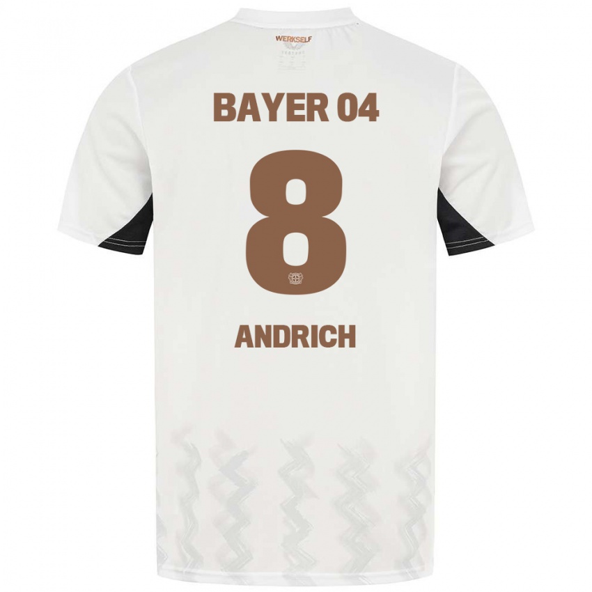 Herren Robert Andrich #8 Weiß Schwarz Auswärtstrikot Trikot 2024/25 T-Shirt