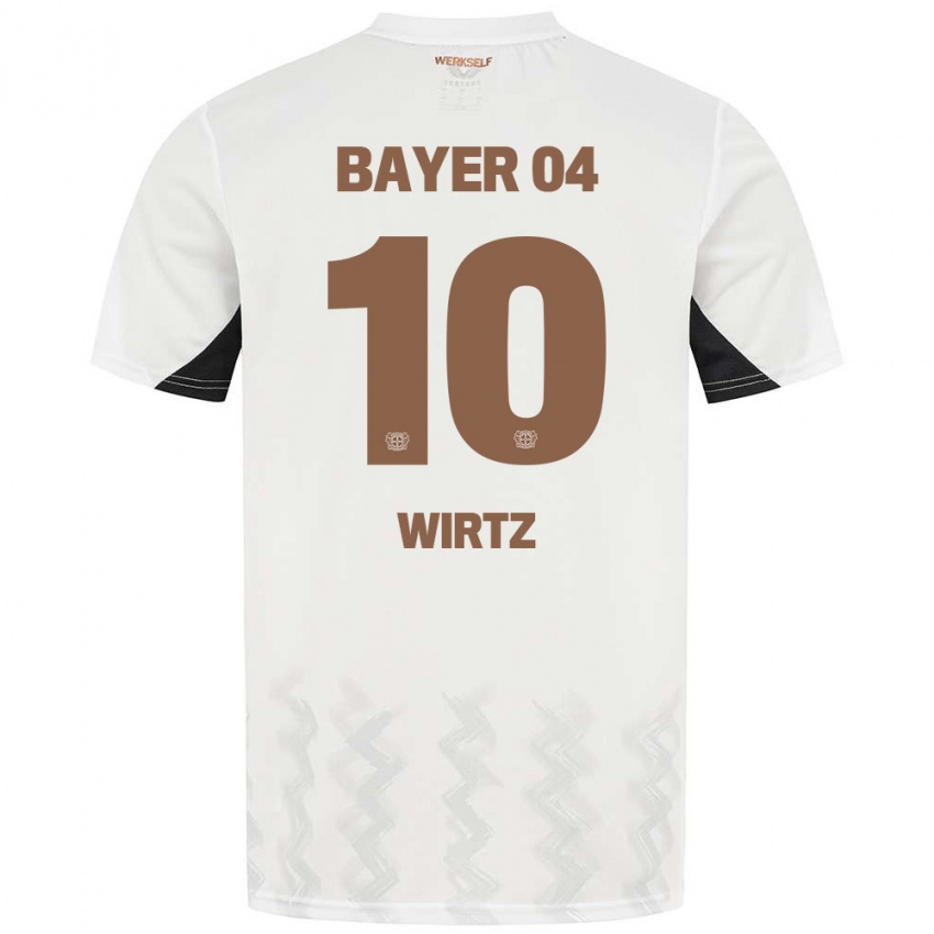 Herren Florian Wirtz #10 Weiß Schwarz Auswärtstrikot Trikot 2024/25 T-Shirt