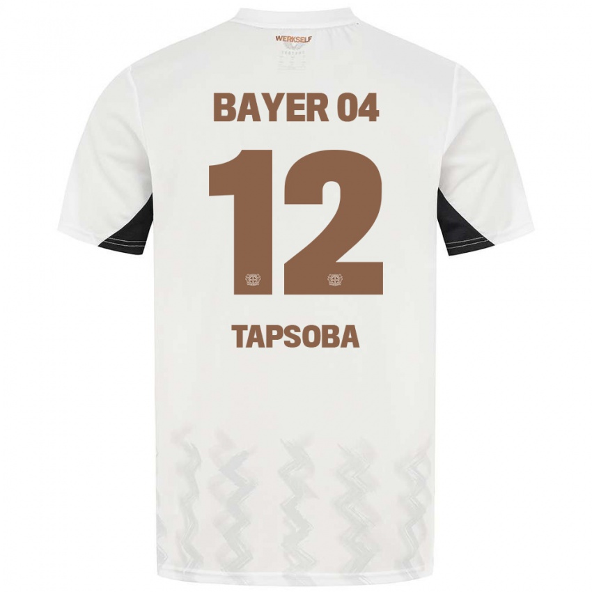 Herren Edmond Tapsoba #12 Weiß Schwarz Auswärtstrikot Trikot 2024/25 T-Shirt