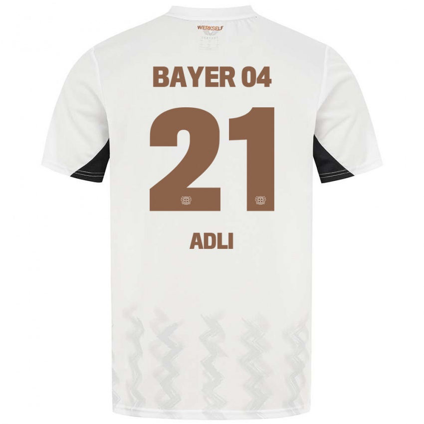 Herren Amine Adli #21 Weiß Schwarz Auswärtstrikot Trikot 2024/25 T-Shirt