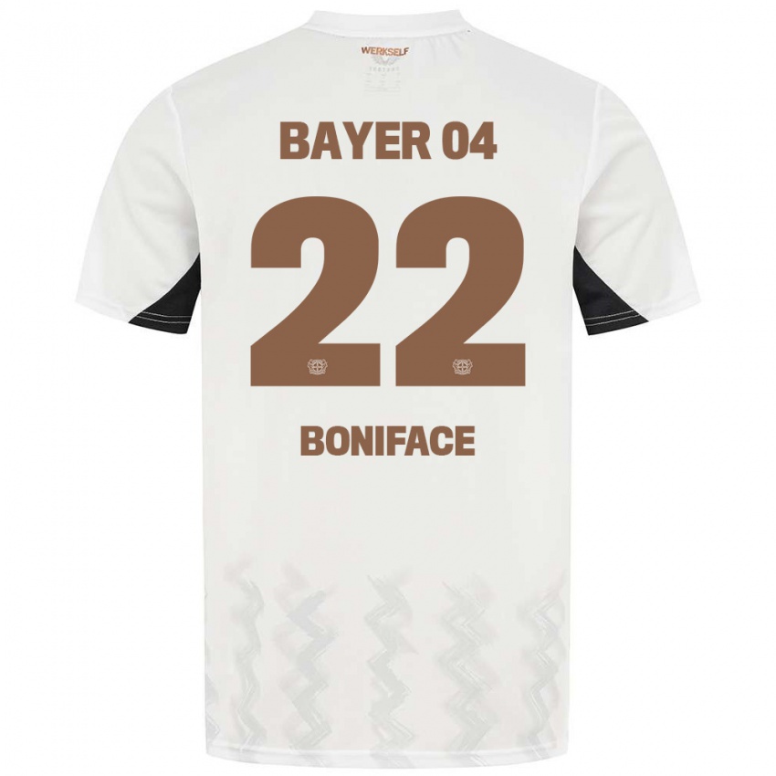 Herren Victor Boniface #22 Weiß Schwarz Auswärtstrikot Trikot 2024/25 T-Shirt