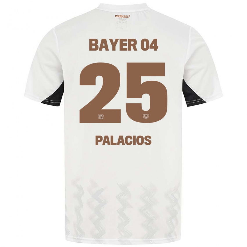 Herren Exequiel Palacios #25 Weiß Schwarz Auswärtstrikot Trikot 2024/25 T-Shirt