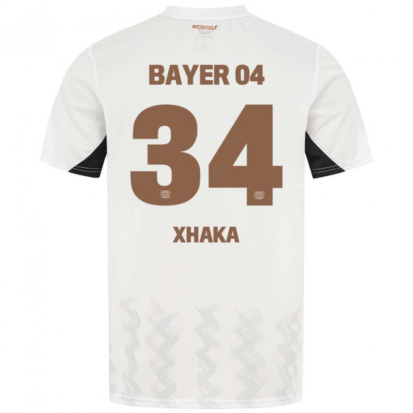 Herren Granit Xhaka #34 Weiß Schwarz Auswärtstrikot Trikot 2024/25 T-Shirt