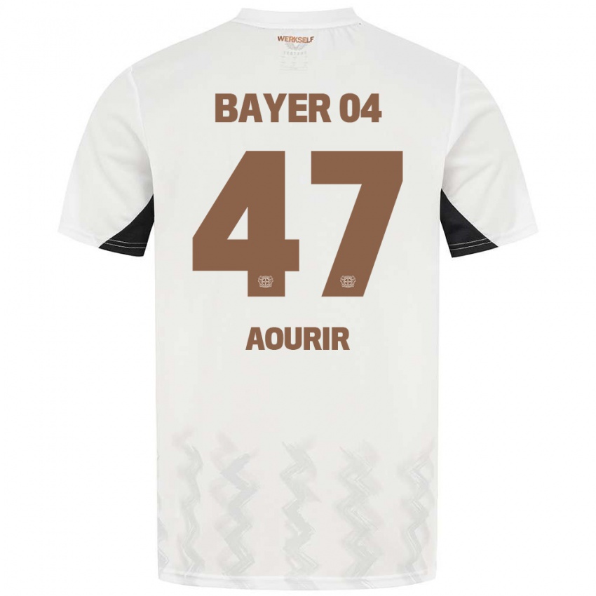 Herren Ayman Aourir #47 Weiß Schwarz Auswärtstrikot Trikot 2024/25 T-Shirt