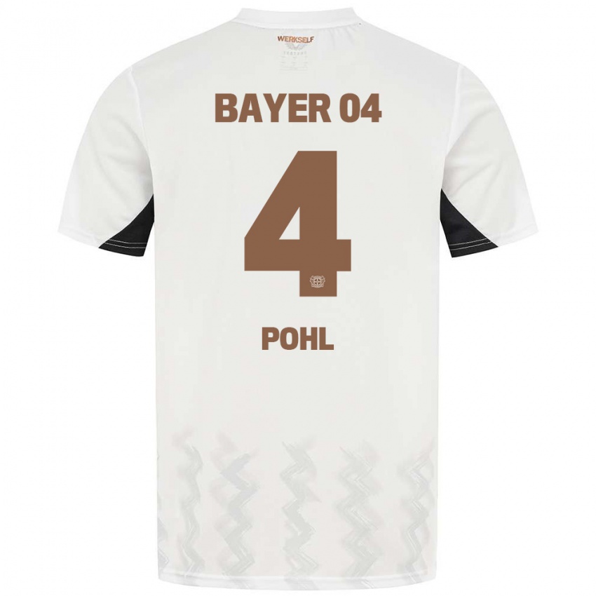 Herren Ferdinand Pohl #4 Weiß Schwarz Auswärtstrikot Trikot 2024/25 T-Shirt