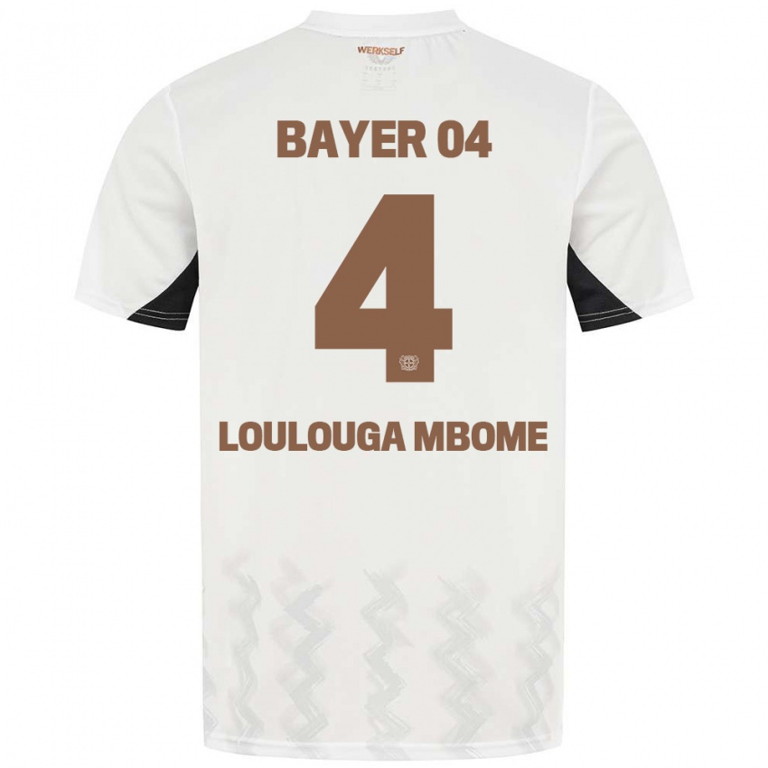 Herren Adrien Loulouga Mbome #4 Weiß Schwarz Auswärtstrikot Trikot 2024/25 T-Shirt