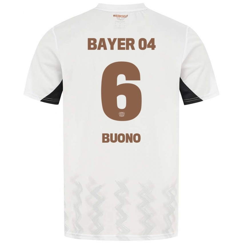 Herren Francesco Buono #6 Weiß Schwarz Auswärtstrikot Trikot 2024/25 T-Shirt