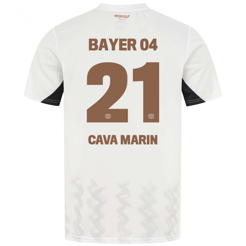 Herren Sofia Cava Marin #21 Weiß Schwarz Auswärtstrikot Trikot 2024/25 T-Shirt