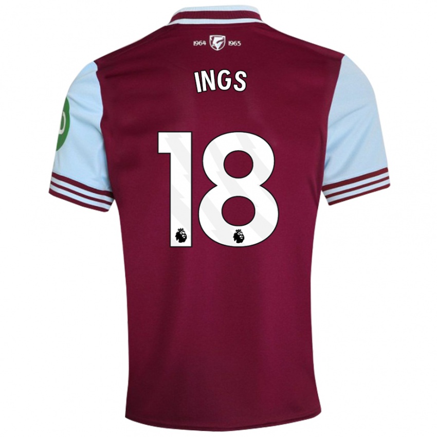 Damen Danny Ings #18 Dunkelrot Heimtrikot Trikot 2024/25 T-Shirt