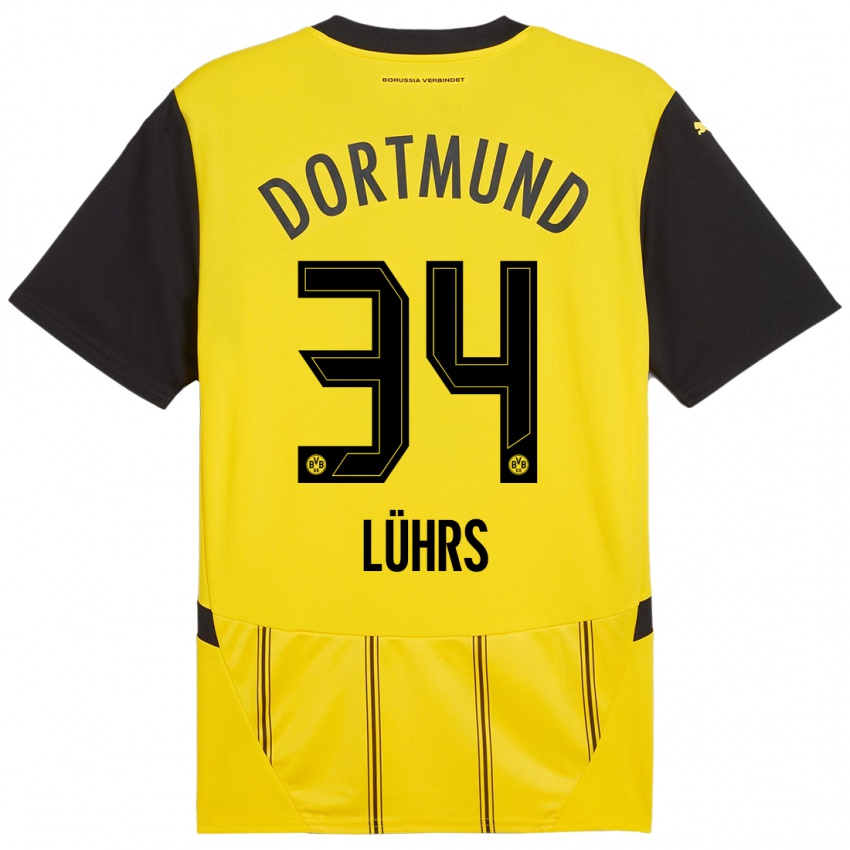 Damen Yannik Lührs #34 Gelb Schwarz Heimtrikot Trikot 2024/25 T-Shirt