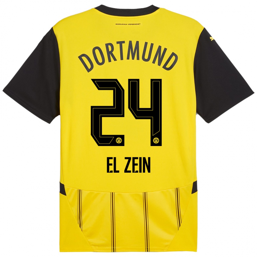 Damen Abu-Bekir Omer El-Zein #24 Gelb Schwarz Heimtrikot Trikot 2024/25 T-Shirt