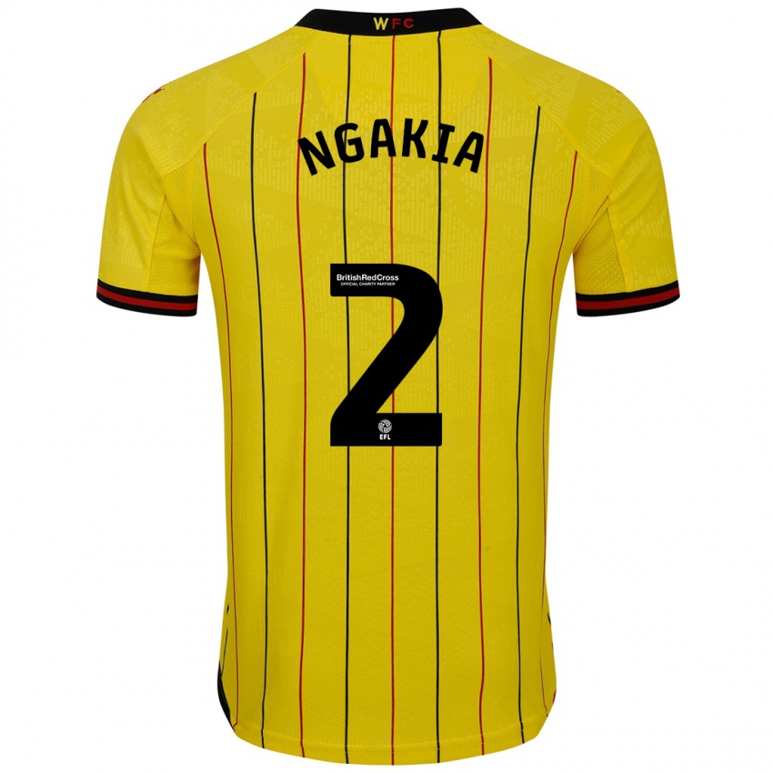 Damen Jeremy Ngakia #2 Gelb Schwarz Heimtrikot Trikot 2024/25 T-Shirt