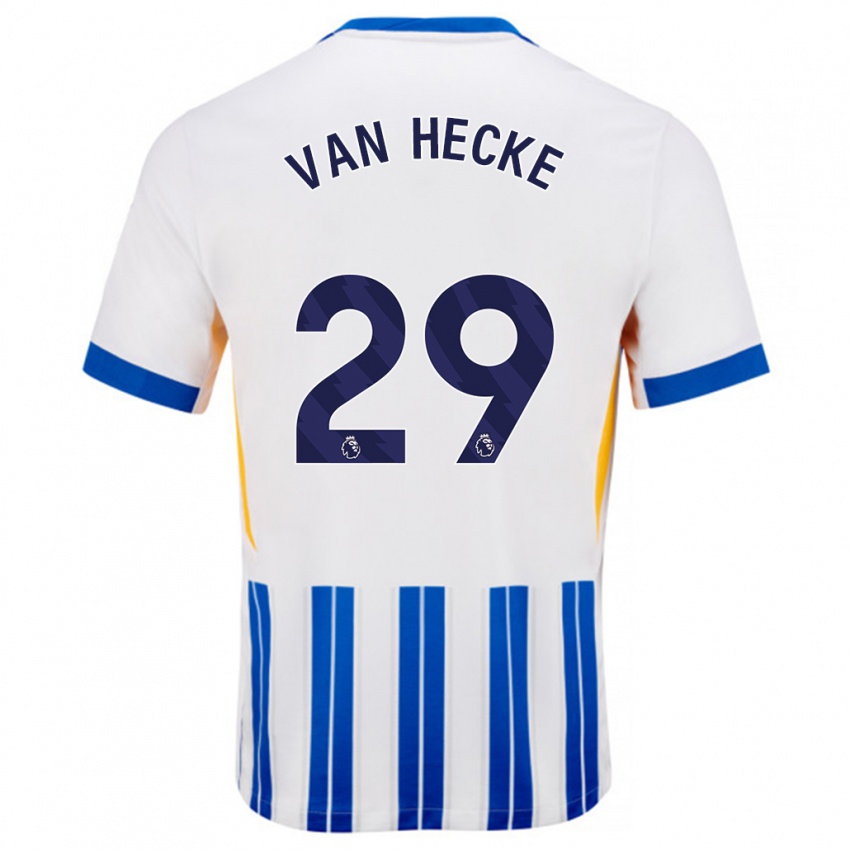 Damen Jan Paul Van Hecke #29 Weiß Blaue Nadelstreifen Heimtrikot Trikot 2024/25 T-Shirt