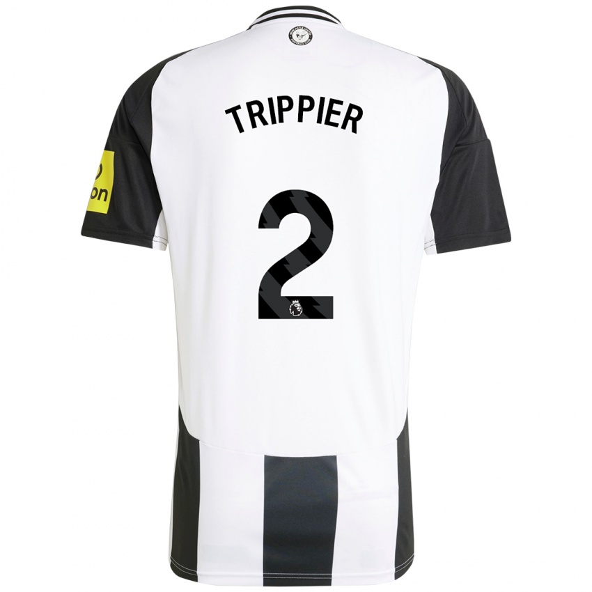 Damen Kieran Trippier #2 Weiß Schwarz Heimtrikot Trikot 2024/25 T-Shirt