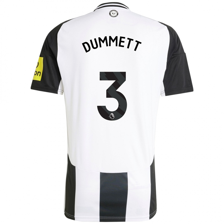 Damen Paul Dummett #3 Weiß Schwarz Heimtrikot Trikot 2024/25 T-Shirt