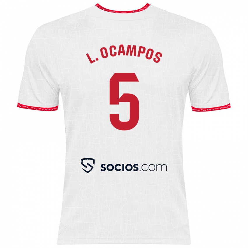 Damen Lucas Ocampos #5 Weiß Rot Heimtrikot Trikot 2024/25 T-Shirt