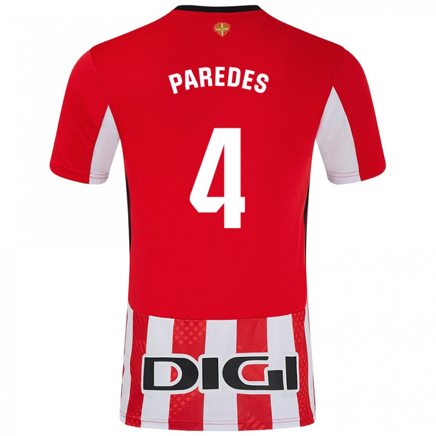 Damen Aitor Paredes #4 Rot Weiß Heimtrikot Trikot 2024/25 T-Shirt