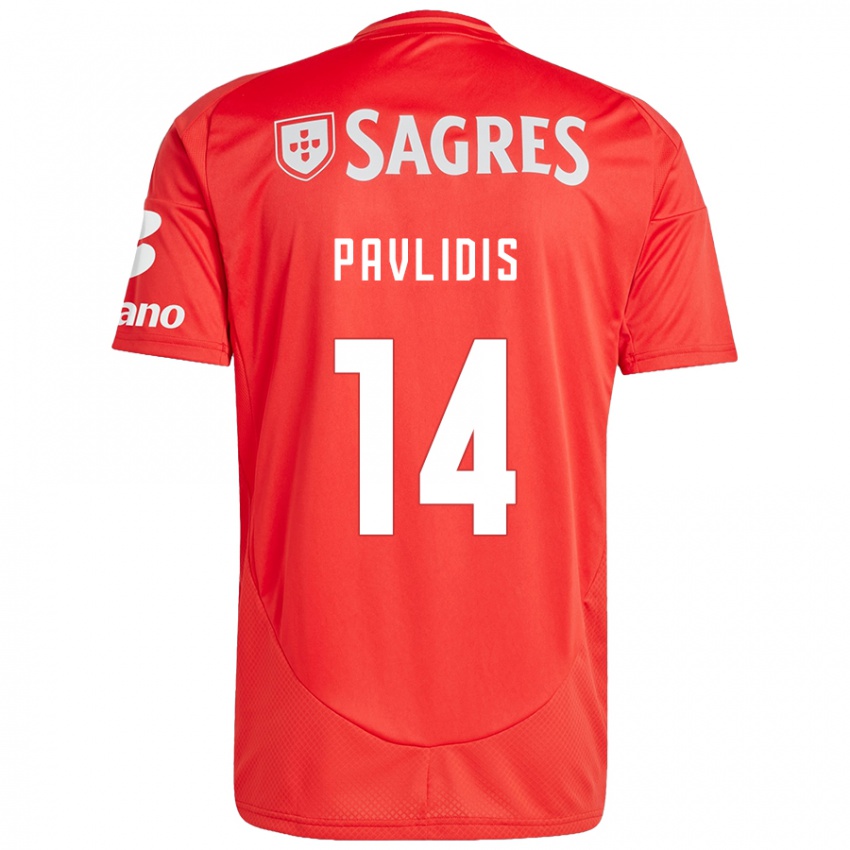 Damen Vangelis Pavlidis #14 Rot Weiß Heimtrikot Trikot 2024/25 T-Shirt