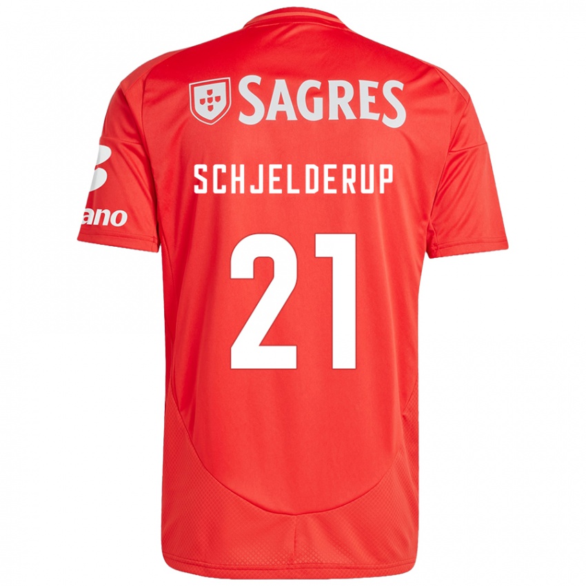 Damen Andreas Schjelderup #21 Rot Weiß Heimtrikot Trikot 2024/25 T-Shirt